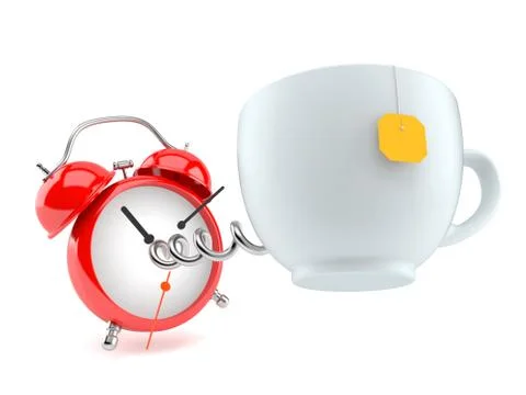 Tea cup with alarm clock Stock Illustration