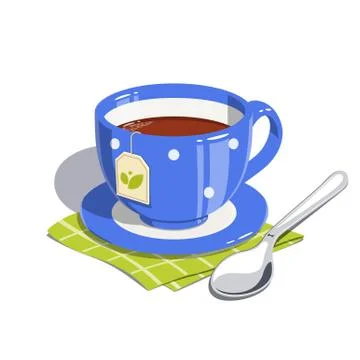 Tea cup and spoon Stock Illustration