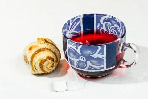 Tea in the Cup With Cake Stock Photos