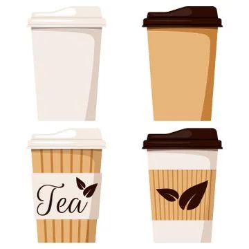 Tea cup with cap icon set vector illustration. Stock Illustration