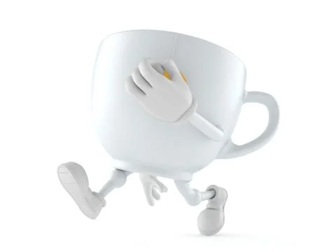 Tea cup character running Illustrazione stock
