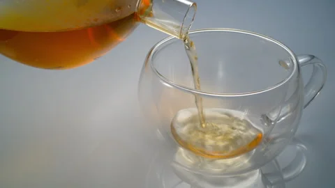 Tea in cup close-up. Video stock 309893140