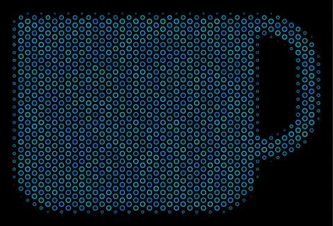 Tea Cup Composition Icon of Halftone Bubbles Stock Illustration
