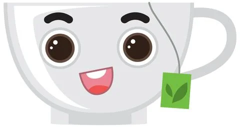 Tea cup with cute face Stock Illustration