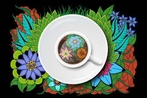 Tea cup with doodle design Stock Illustration