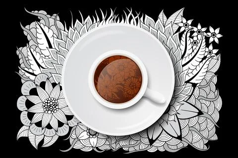 Tea cup with doodle design Stock Illustration