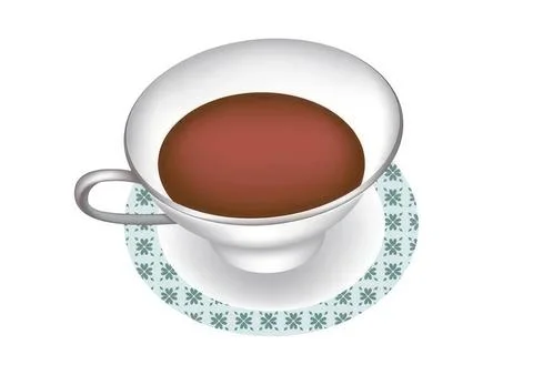 Tea cup filled with hot tea on a decorative saucer Stock Illustration