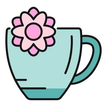 Tea cup with flower displaying herbal drink concept Stock Illustration