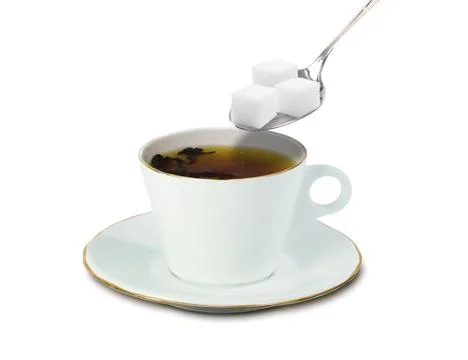 Tea cup with full spoon of sugar Stock Illustration