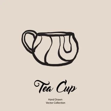 Tea cup hand drawn vector illustration in old style. Vector line illustration Stock Illustration