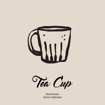 Tea cup hand drawn vector illustration in old style. Vector line illustration Stock Illustration