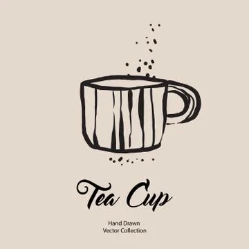 Tea cup hand drawn vector illustration in old style. Vector line illustration Stock Illustration