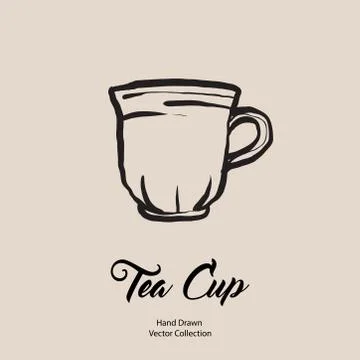 Tea cup hand drawn vector illustration in old style. Vector line illustration Stock Illustration