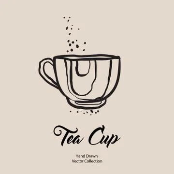 Tea cup hand drawn vector illustration in old style. Vector line illustration Stock Illustration