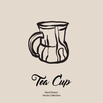 Tea cup hand drawn vector illustration in old style. Vector line illustration Stock Illustration