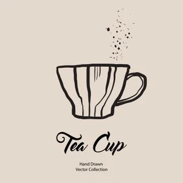 Tea cup hand drawn vector illustration in old style. Vector line illustration Stock Illustration