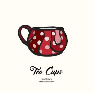 Tea cup hand drawn vector illustration old style. Vector line illustration re Stock Illustration