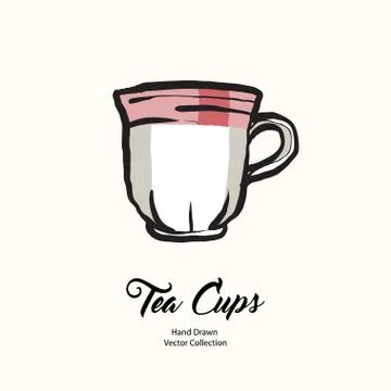 Tea cup hand drawn vector illustration old style. Vector line illustration is Stock Illustration
