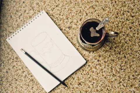 Tea in a Cup holder on the train Stock Photos