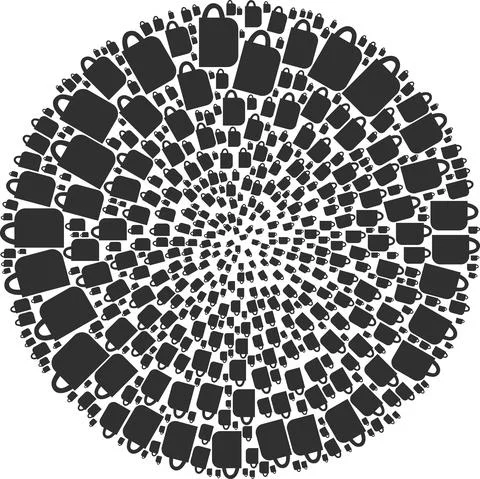 Tea Cup Icon Exploding Round Cluster Collage Stock Illustration