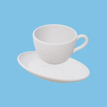 Tea cup isolated on blue background. 3D render. Stock Illustration