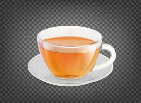 Tea cup isolated over black transparent background. Stock Illustration