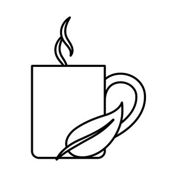 Tea, cup with leaf aromatic line icon Stock Illustration