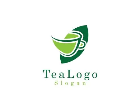 Tea Cup Leaf Logo Design for Brand	 Stock Illustration