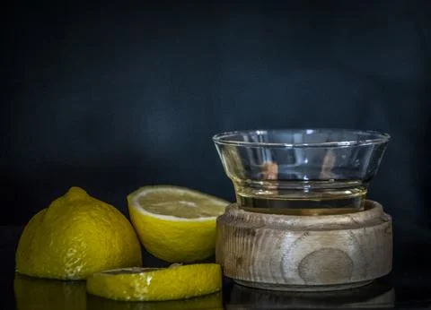 Tea cup with lemon Stock Photos