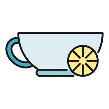 Tea cup with lemon slice icon vector Stock Illustration