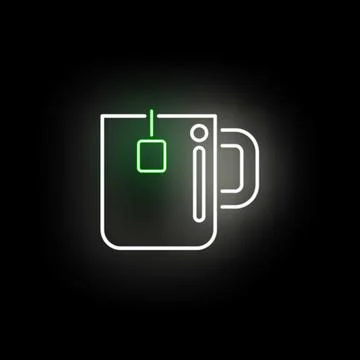 Tea cup line art neon glowing icon Stock Illustration