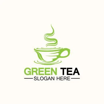 Tea cup logo vector design.Green tea vector logo template. Stock Illustration