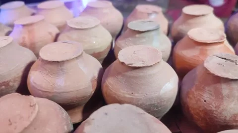 Tea cup made with soil. Organic and natural cup for milk, coffee or any hot.. Stock Footage 243911827