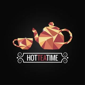 Tea cup poly design background Stock Illustration