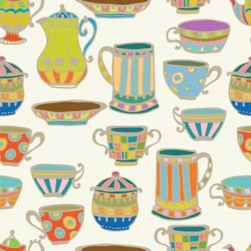 Tea cup seamless background Stock Illustration