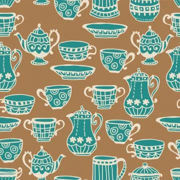 Tea cup seamless background Stock Illustration
