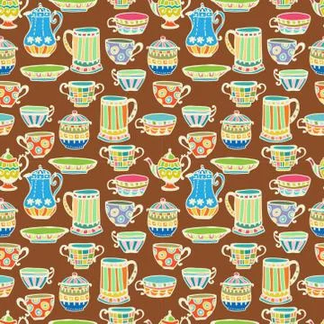 Tea cup seamless background Stock Illustration