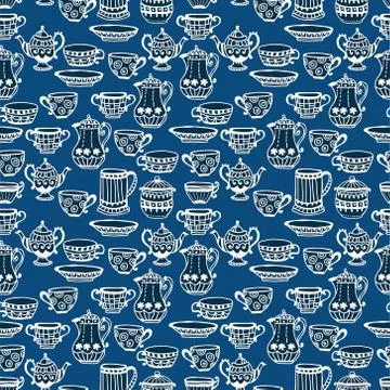 Tea cup seamless background Stock Illustration