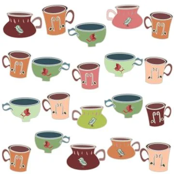 Tea Cup Shelf Stock Illustration