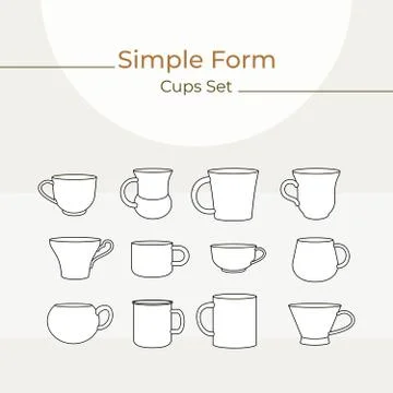 Tea cup simple form vector illustration set. Vector line illustration isolate Stock Illustration