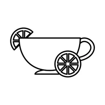 Tea, cup with slice lime line icon Stock Illustration