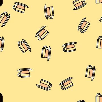 Tea cup slow living vector seamless pattern 스톡 일러스트