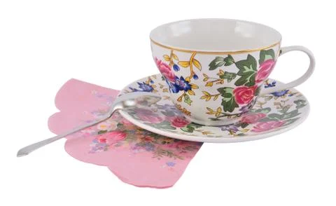 Tea cup with spoon Stock Photos