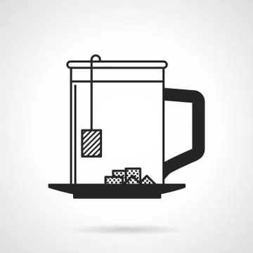 Tea cup with sugar black vector icon Stock Illustration