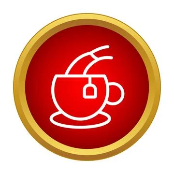 Tea cup with tea bag and steam icon Stock Illustration