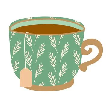 Tea in a cup with Tea bag isolated on a white. Warming Winter and Autumn drin Illustrazione stock