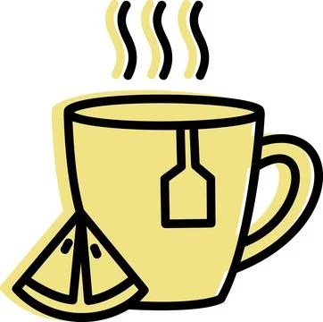 Tea cup with teabag and lemon Stock Illustration