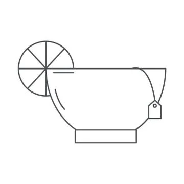 Tea, cup with teabag and slice lime line icon style Stock Illustration