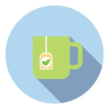 Tea Cup With Teabag Flat Icon Stock Illustration