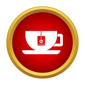 Tea cup with teabag in red circle icon Illustrazione stock